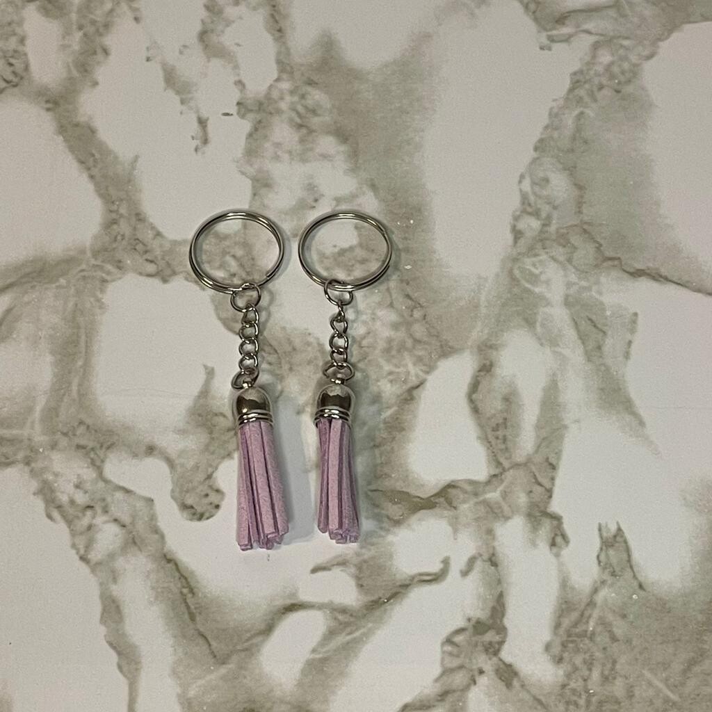 Silver Key Chain &amp; Tassel - Lilac (Short Tassel)