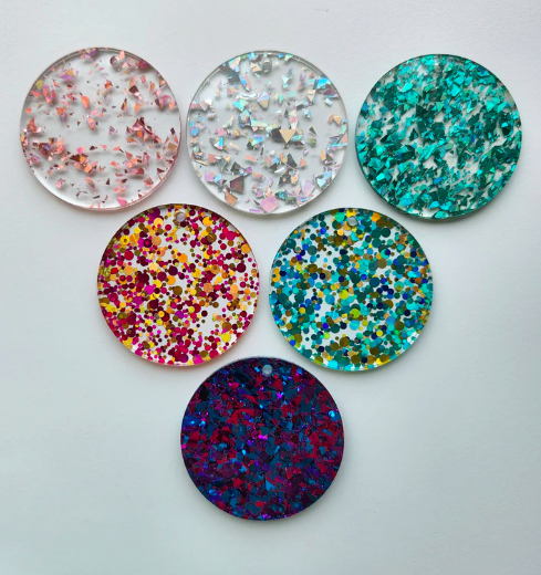 Glitter Round Acrylic - 50mm x 3mm