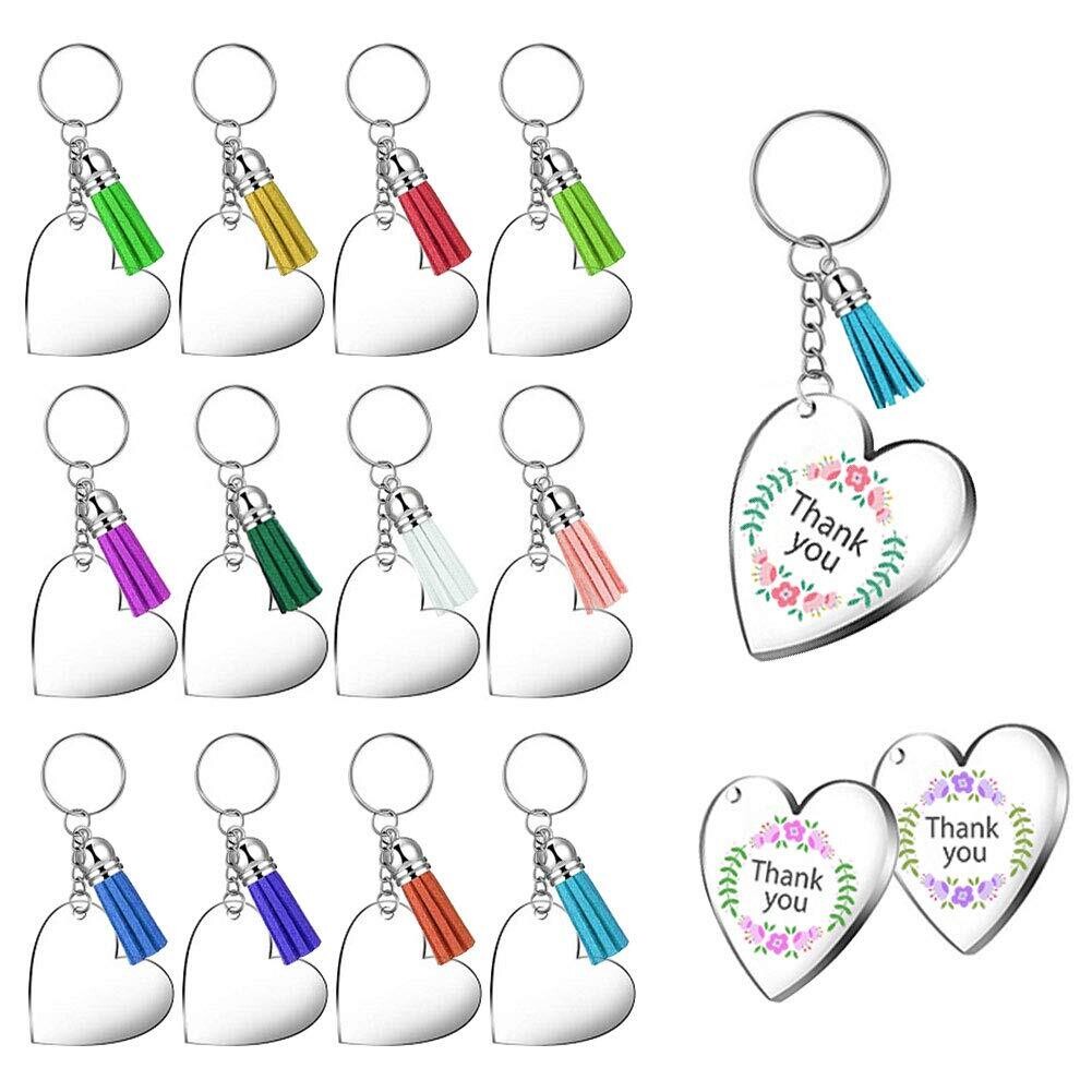 Clear Heart Acrylic w/ Gold Keychain Set - Pack of 10