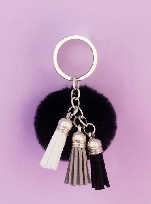 Black Pom Pom with 3 Tassels