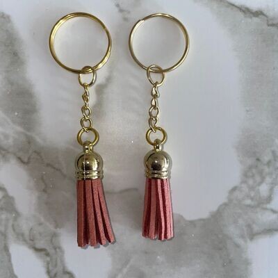 Gold Key Chain &amp; Tassel - Dusty Rose