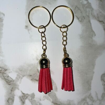 Gold Key Chain &amp; Tassel - Deep Pink