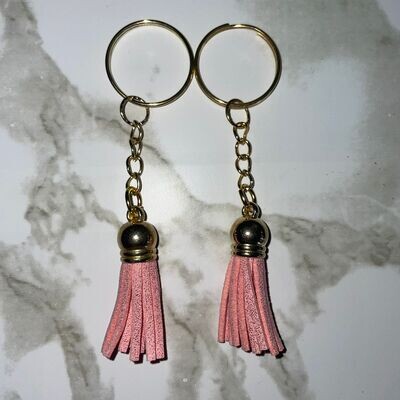 Gold Key Chain &amp; Tassel - Pink Spark