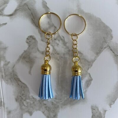 Gold Key Chain &amp; Tassel - Baby Blue