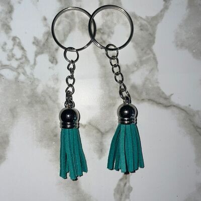Silver Key Chain &amp; Tassel - Jade (Short Tassel)