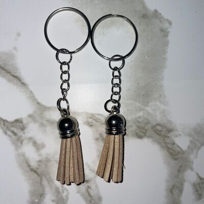 Silver Key Chain &amp; Tassel - Nude (Short Tassel)