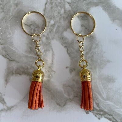 Gold Key Chain &amp; Tassel - Rust