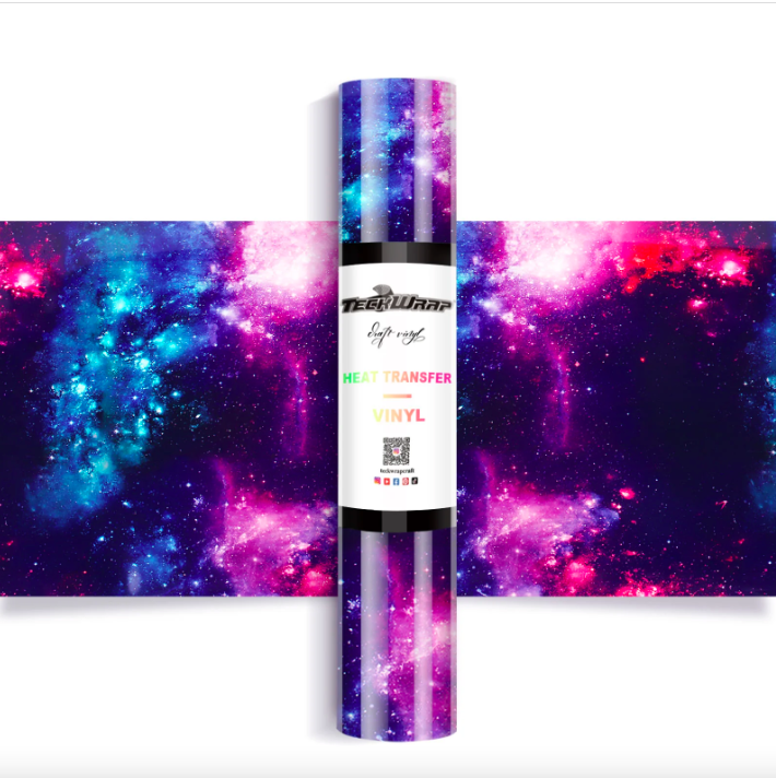 Galaxy Heat Transfer Vinyl  - Nebula Cyan Black 