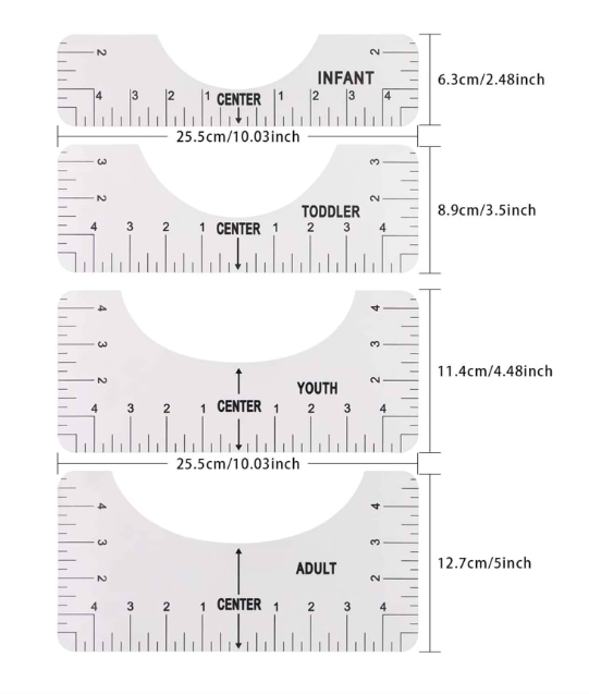 T-Shirt Alignment Ruler 4pcs