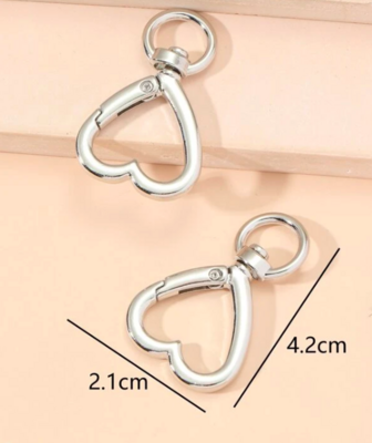 Silver Heart Clasp Keychain - Single Piece