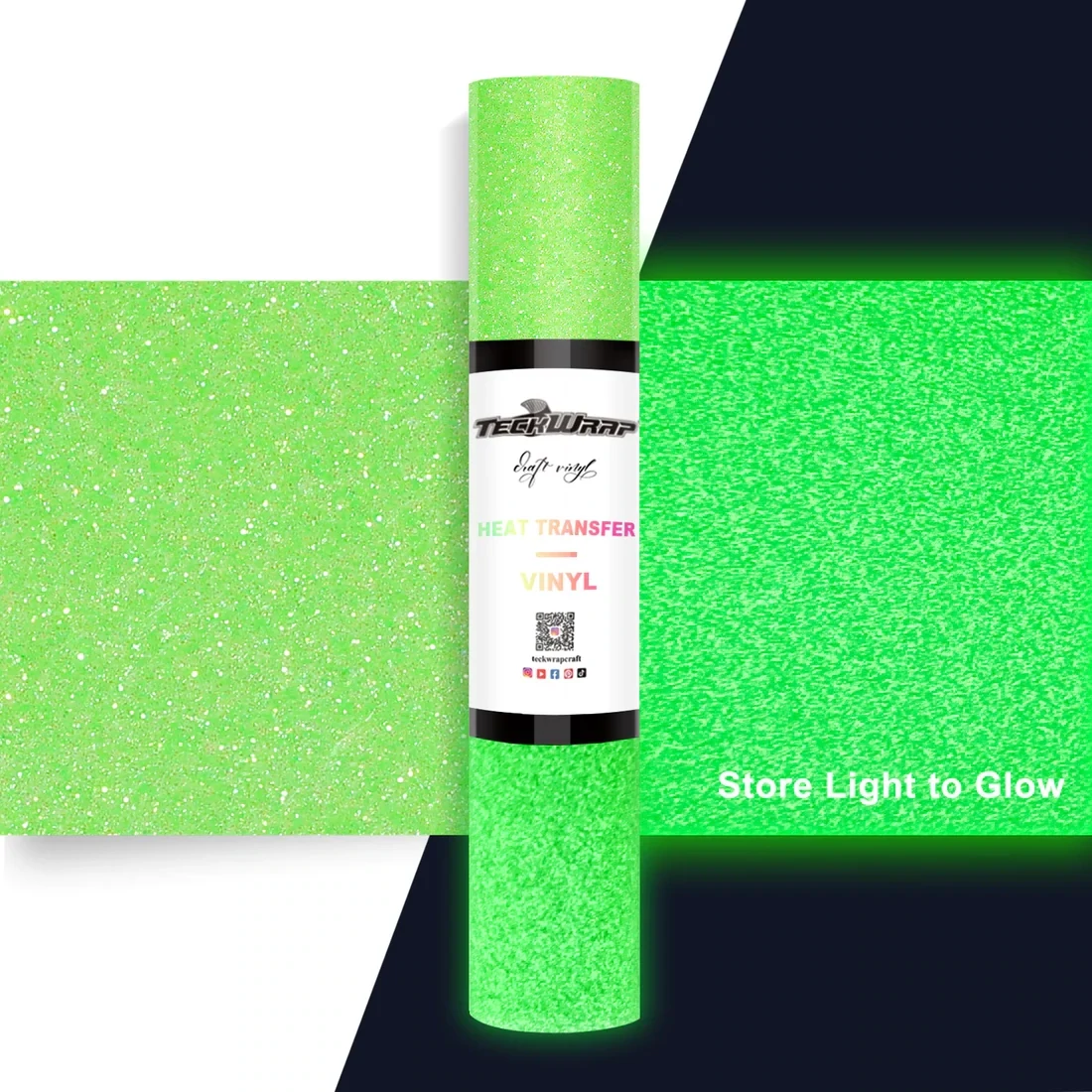 Glitter Glow in the Dark Heat Transfer Vinyl - Green