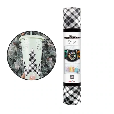 Buffalo Plaid Adhesive Craft Vinyl - White