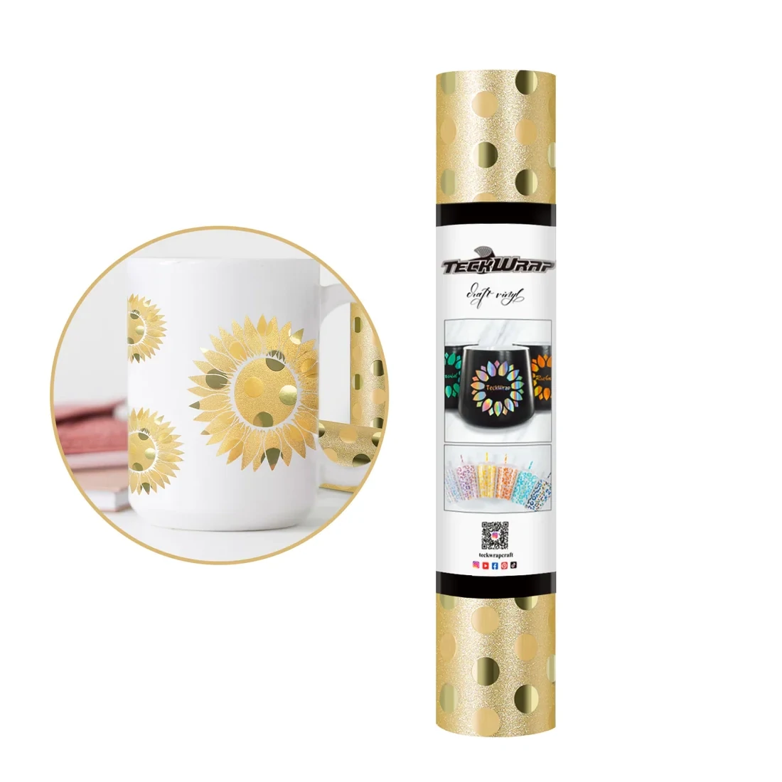 Glitter Polka Dots Craft Vinyl - Gold