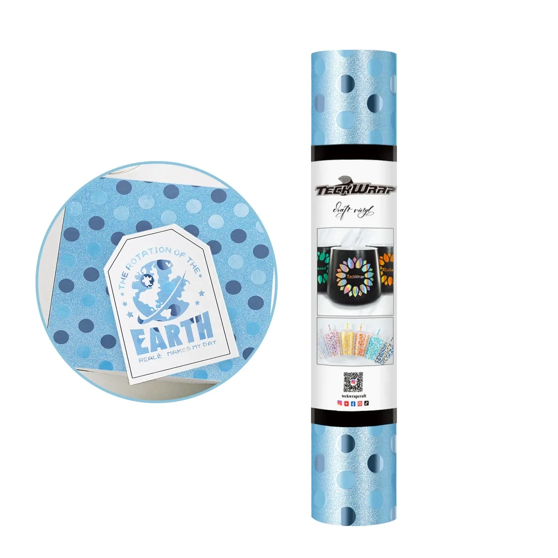 Glitter Polka Dots Craft Vinyl - Blue