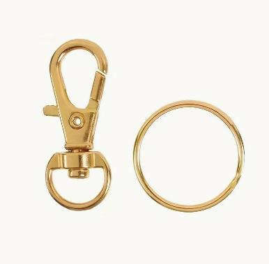 Gold Metal Keyring Lobster Buckle with Split Ring 5 Pack