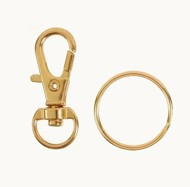 Gold Metal Keyring Lobster Buckle with Split Ring - Pack of 5