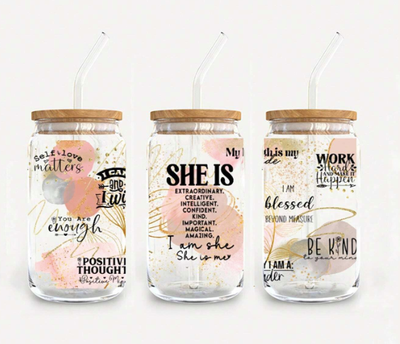 &#39;She Is&quot; Affirmation Libby Cup Wrap