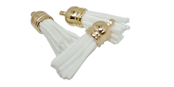 Tassel - Gold Cap White (Short Tassel)