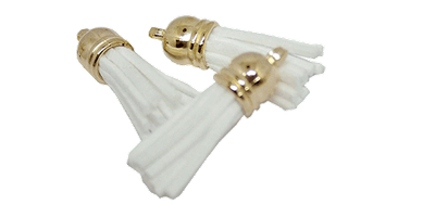 Tassel - Gold Cap White (Short Tassel)