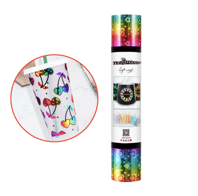 Holo Rainbow Pattern Adhesive Vinyl - Heart