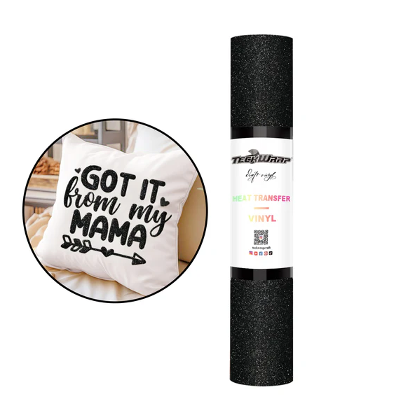 Glitter Puff Heat Transfer Vinyl - Black