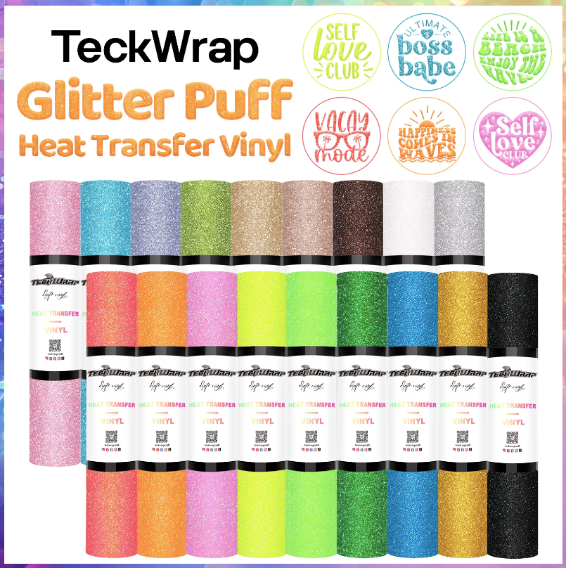 Glitter Puff Heat Transfer Vinyl - Neon Peach