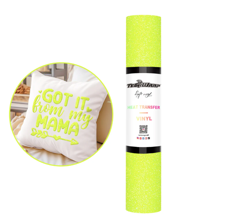 Glitter Puff Heat Transfer Vinyl - Neon Yellow