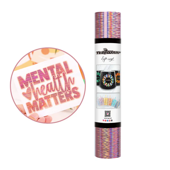 Holographic Starlight Adhesive Craft Vinyl - Rose Gold