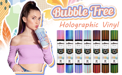 Bubble Free Holographic Rainbow Adhesive Vinyl - Apple Green