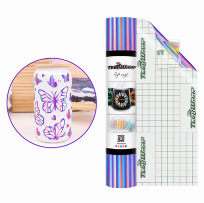 Bubble Free Holographic Rainbow Adhesive Vinyl - Lilac