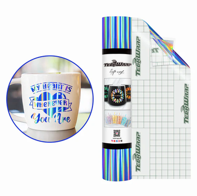 Bubble Free Holographic Rainbow Adhesive Vinyl - Sapphire