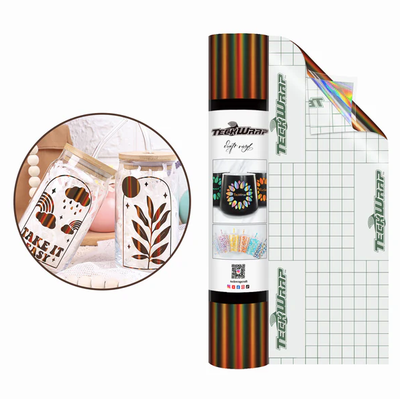 Bubble Free Holographic Rainbow Adhesive Vinyl - Brown