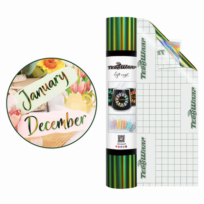 Bubble Free Holographic Rainbow Adhesive Vinyl - Olive