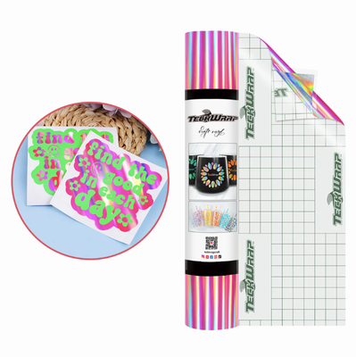 Bubble Free Holographic Rainbow Adhesive Vinyl - Pink
