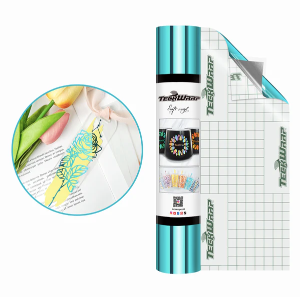 Bubble Free Mirror Chrome Adhesive Vinyl - Aqua Blue