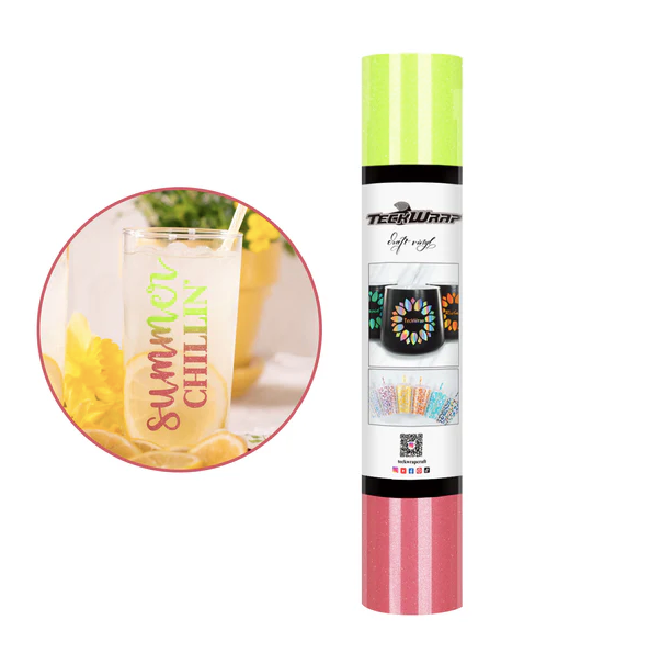 Shimmer Cold Color Change Adhesive Vinyl  -  Neon Yellow to Mineral Red