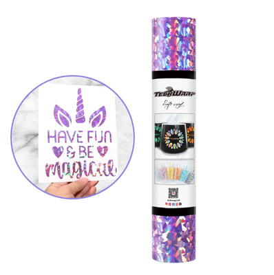 Holographic Glass Flower Adhesive Vinyl - Lilac