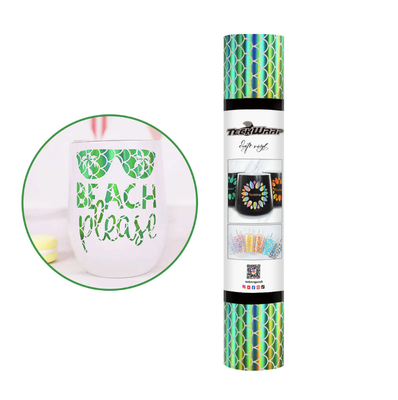 Holographic Opal Pattern Adhesive Vinyl - Green Mermaid