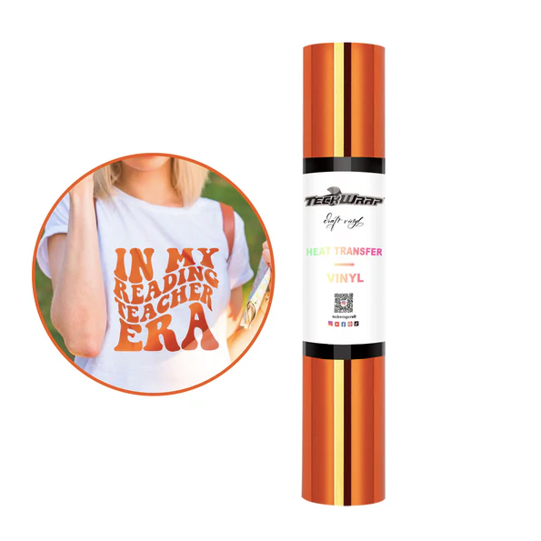 Metallic Chrome Heat Transfer Vinyl - Orange