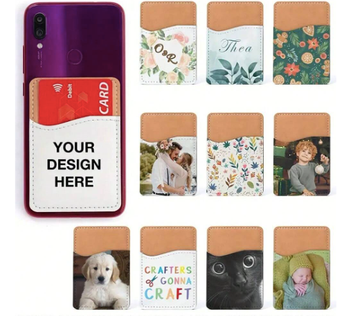 Sublimation Mobile Phone Wallet, PU Leather Card Holder with Adhesive Backing