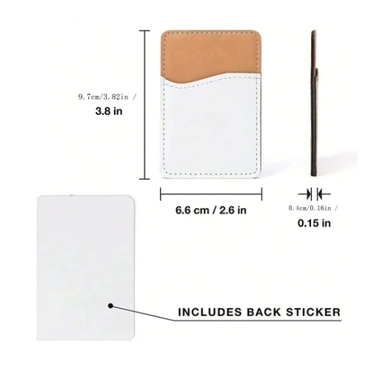 Sublimation Mobile Phone Wallet, PU Leather Card Holder with Adhesive Backing