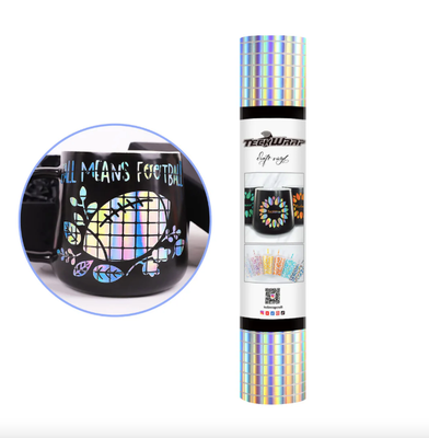 Holographic Opal Pattern Adhesive Vinyl - Silver Ice Cubes