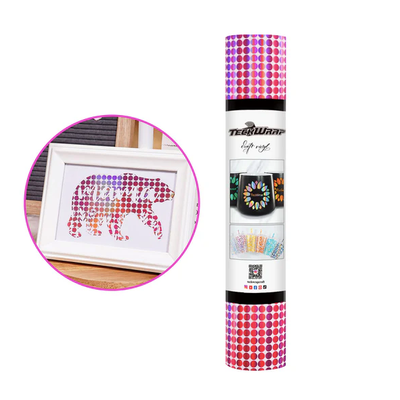 Holographic Opal Pattern Adhesive Vinyl - Rose Red Dots
