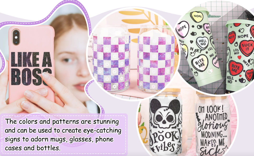 Glitter Brush Adhesive Vinyl - Abstract Bubbles