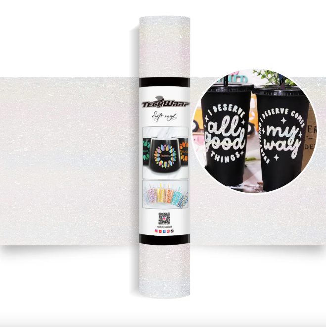 Glitter Brush Adhesive Vinyl - Nebula White