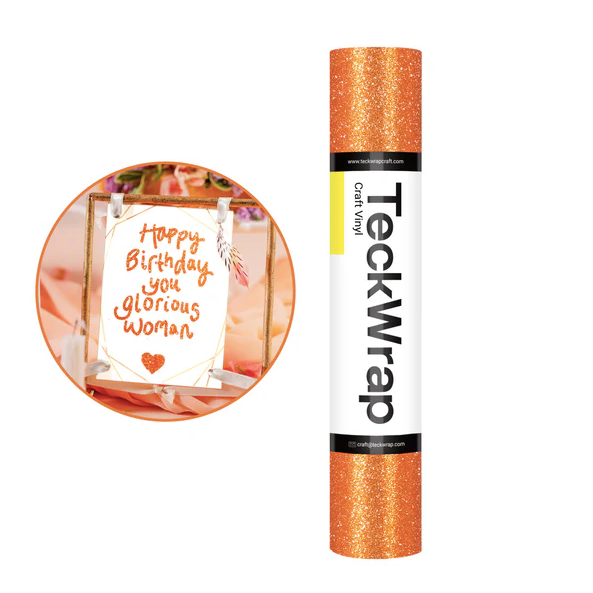 Burst Glitter Adhesive Vinyl - Orange