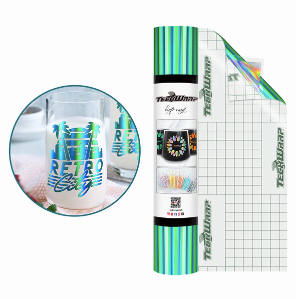 Bubble Free Holographic Rainbow Adhesive Vinyl - Emerald Green