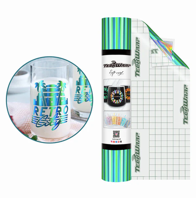 Bubble Free Holographic Rainbow Adhesive Vinyl - Emerald Green