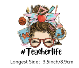 Teacher Life Sticker - Brunette Pink Bow
