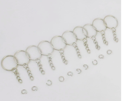 Silver Keyring w/ Chain &amp; Jumps - Pack of 10